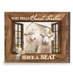 Lustige Tier-Badezimmer-Wandkunst, „Hello Sweet Cheeks Have A Seat“-Schild