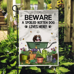 Beware Spoiled Rotten Dogs Live Here, Up To 9 Dogs - Personalized Garden Flag For Dog Lovers