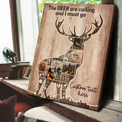 Gifts for Deer Hunters, Personalized Photo Collage Canvas Hunting Gift for Men, Deer Wall Art