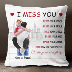 Selfie Hugging - Personalisiertes Kissen - Geschenk für Paare - I Miss Your Everything