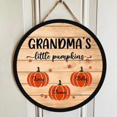 Grandparents Little Pumpkins - Personalized Autumn Halloween Door Wood Sign