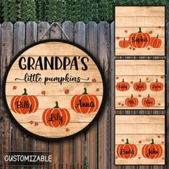 Großeltern kleine Kürbisse – personalisiertes Herbst-Halloween-Tür-Holzschild