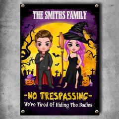 Halloween-Gartenschild „No Trespassing“ aus Metall