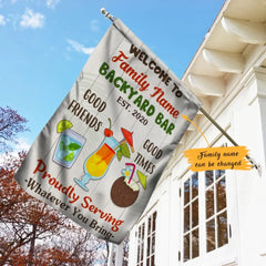 Backyard Bar Gardening Proudly Serving Flag