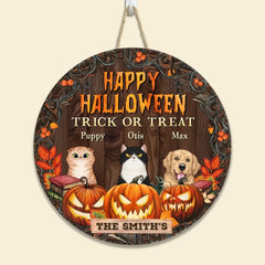 Happy Halloween - Personalisiertes rundes Holzschild