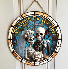 Til Death Do Us Part, Paar Geschenk, personalisiertes Holzschild, Totenkopf Paar Holzschild, Halloween Geschenk