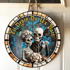 Til Death Do Us Part, Paar Geschenk, personalisiertes Holzschild, Totenkopf Paar Holzschild, Halloween Geschenk