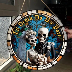 Til Death Do Us Part, Paar Geschenk, personalisiertes Holzschild, Totenkopf Paar Holzschild, Halloween Geschenk