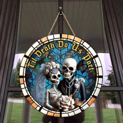 Til Death Do Us Part, Paar Geschenk, personalisiertes Holzschild, Totenkopf Paar Holzschild, Halloween Geschenk