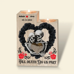 Till Dead Do Us Part personalisierter Kerzenhalter aus Holz, Geschenk für Paare