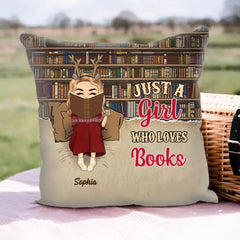 Reading Chibi Girl Just A Girl Who Loves Books - Personalized Custom Pillow