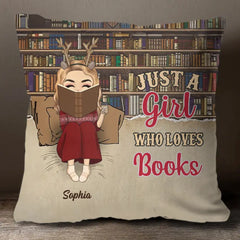 Reading Chibi Girl Just A Girl Who Loves Books - Personalized Custom Pillow