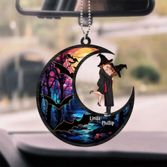 Geschenk für Hexenpaar, Halloween-Geschenk – personalisiertes Acryl-Autoornament