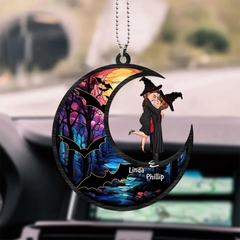 Geschenk für Hexenpaar, Halloween-Geschenk – personalisiertes Acryl-Autoornament