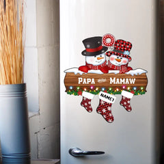 Personalisierter Weihnachts-Papa- und Mamaw-Paar-Schneemann-Socken-Aufkleber