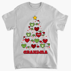 Oma Weihnachtsbaum – personalisiertes individuelles T-Shirt – Weihnachtsgeschenk für Oma, Mama, Familienmitglieder