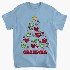 Oma Weihnachtsbaum – personalisiertes individuelles T-Shirt – Weihnachtsgeschenk für Oma, Mama, Familienmitglieder