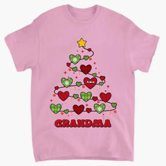 Oma Weihnachtsbaum – personalisiertes individuelles T-Shirt – Weihnachtsgeschenk für Oma, Mama, Familienmitglieder