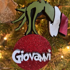 Personalisierte Grinchma-Ornamente, Weihnachtsornamente aus Holz