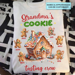 Omas Cookie-Tasting-Crew – personalisiertes individuelles T-Shirt – Weihnachtsgeschenk für Oma, Mama, Familienmitglieder