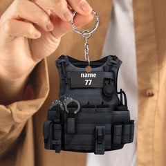 Police Bulletproof Vest Personalized Flat Keychain