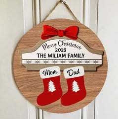 My Family Christmas Door Sign - Personalized Custom Door Sign - Christmas Gift For Family Members