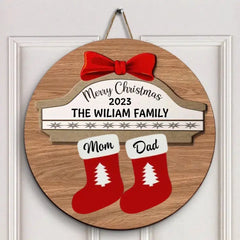 My Family Christmas Door Sign - Personalized Custom Door Sign - Christmas Gift For Family Members