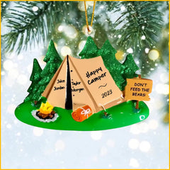 Campingzelt personalisierter Weihnachtsschmuck, 2023 Freunde Ornament, Geschenk für Camper