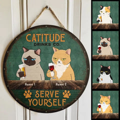 Individuelle Holzschilder, Geschenke für Katzenliebhaber, Catitude Drink CO. Serve Yourself, personalisierte Einweihungsgeschenke, Geschenke für Katzenmütter