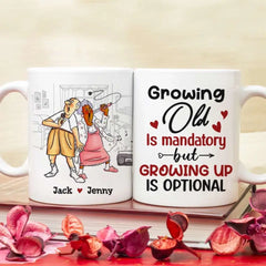 Grow Up Is Optional – Personalisierte Paartasse – Geschenk für lustiges altes Paar